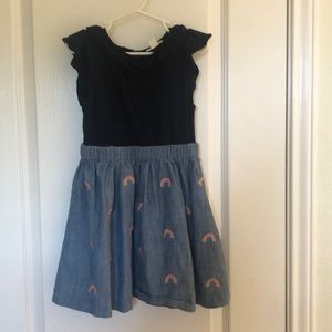 J Crew Denim dress with embroidered rainbows